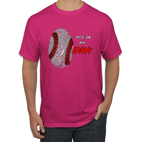 Wild Bobby, Baseball Fingerprint It's In My DNA, Sports, Men Graphic Tee, Fuschia, Small