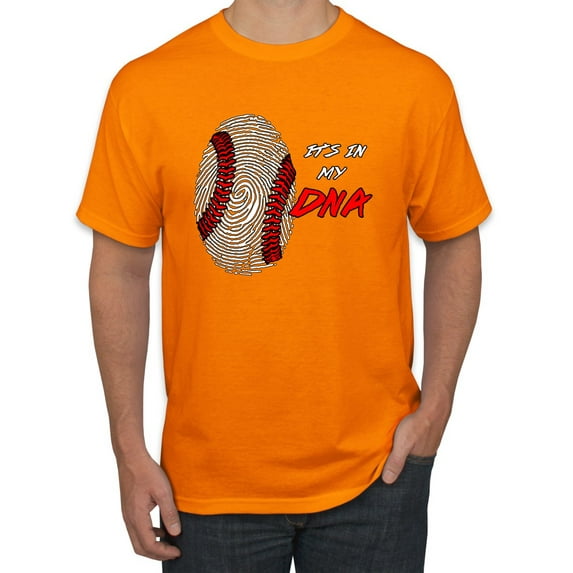 Wild Bobby, Baseball Fingerprint It's In My DNA, Sports, Men Graphic Tee, Orange, XX-Large