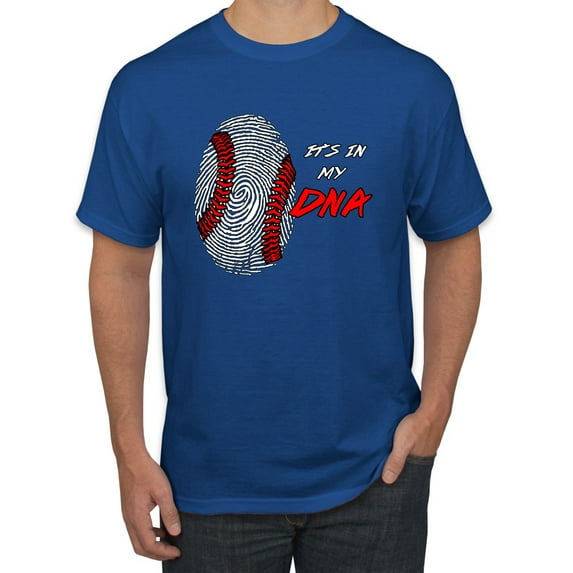 Wild Bobby, Baseball Fingerprint It's In My DNA, Sports, Men Graphic Tee, Royal, Medium