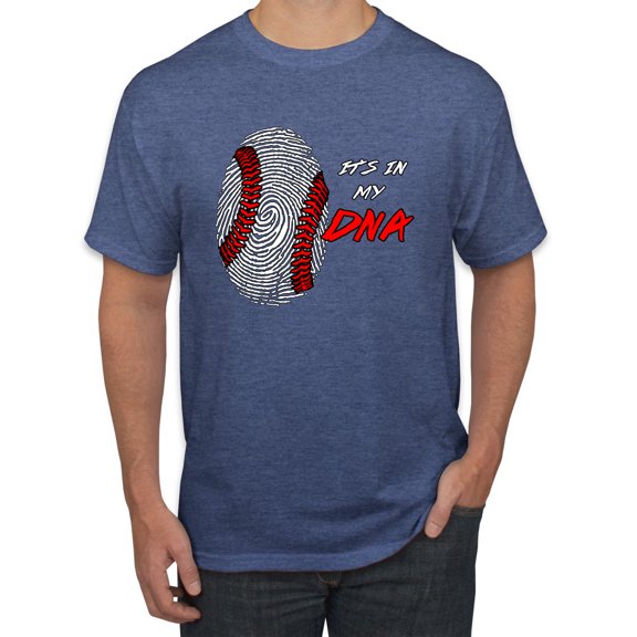 Wild Bobby, Baseball Fingerprint It's In My DNA, Sports, Men Graphic Tee, Vintage Heather Blue, Medium