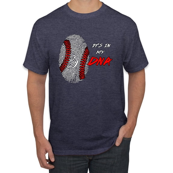 Wild Bobby, Baseball Fingerprint It's In My DNA, Sports, Men Graphic Tee, Vintage Heather Navy, X-Large