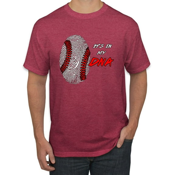 Wild Bobby, Baseball Fingerprint It's In My DNA, Sports, Men Graphic Tee, Vintage Heather Red, Small