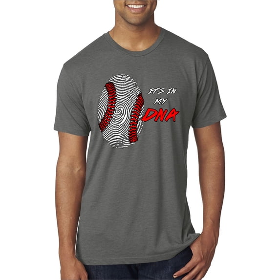 Wild Bobby, Baseball Fingerprint It's In My DNA, Sports, Men Premium Tri Blend Tee, Dark Heather, Medium