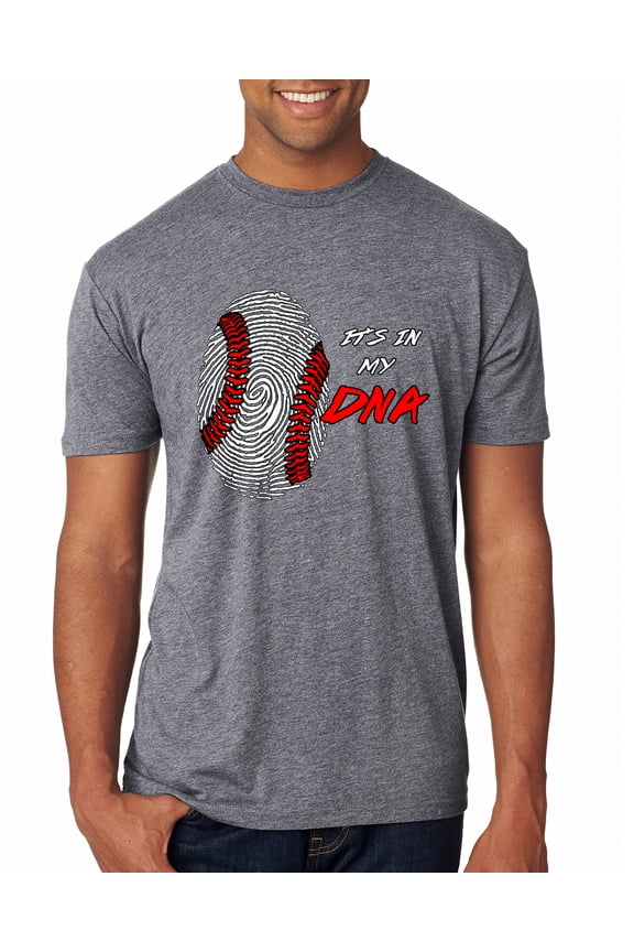 , Baseball Fingerprint It's In My DNA, Sports, Men Premium Tri Blend Tee, Premium Heather, Large