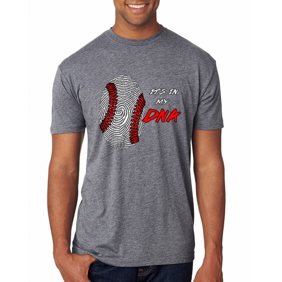 Wild Bobby, Baseball Fingerprint It's In My DNA, Sports, Men Premium Tri Blend Tee, Premium Heather, XX-Large