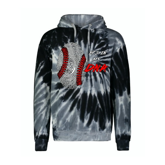 Wild Bobby, Baseball Fingerprint It's In My DNA, Sports, Unisex Graphic Hoodie Sweatshirt, Spiral Black, Small