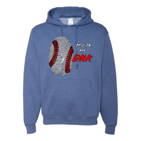 Wild Bobby, Baseball Fingerprint It's In My DNA, Sports, Unisex Graphic Hoodie Sweatshirt, Vintage Heather Blue, X-Large
