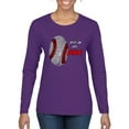 thumbnail image 1 of Wild Bobby, Baseball Fingerprint It's In My DNA, Sports, Women Graphic Long Sleeve Tee, Purple, Small, 1 of 5