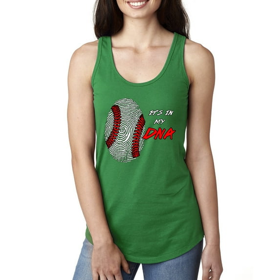 Wild Bobby, Baseball Fingerprint It's In My DNA, Sports, Women Racerback Tank Top, Kelly, Small