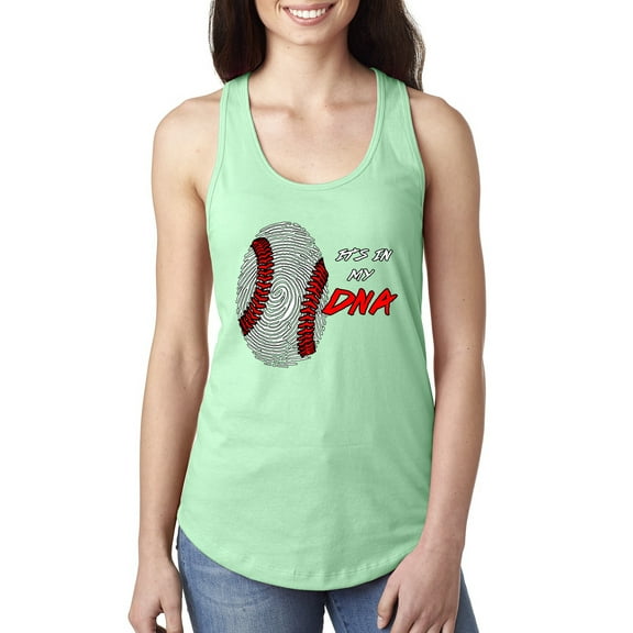 Wild Bobby, Baseball Fingerprint It's In My DNA, Sports, Women Racerback Tank Top, Mint, Medium
