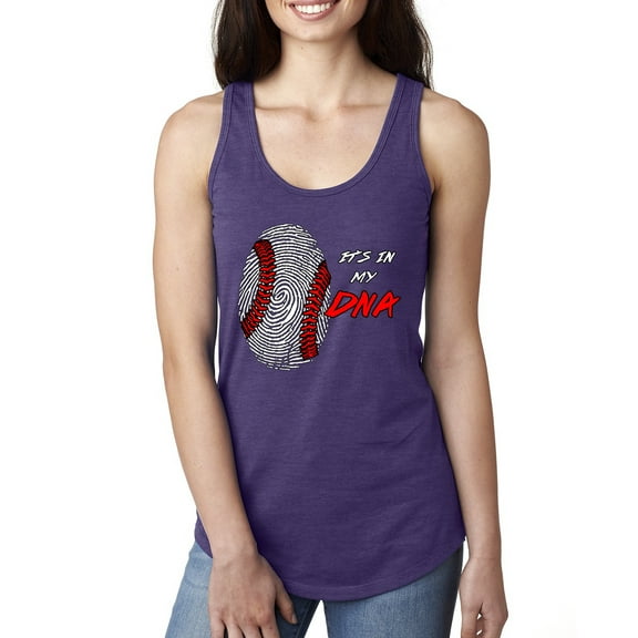 Wild Bobby, Baseball Fingerprint It's In My DNA, Sports, Women Racerback Tank Top, Purple Rush, Small