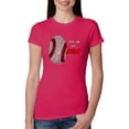 thumbnail image 1 of Wild Bobby, Baseball Fingerprint It's In My DNA, Sports, Women Slim Fit Junior Tee, Raspberry, Small, 1 of 5