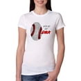 thumbnail image 1 of Wild Bobby, Baseball Fingerprint It's In My DNA, Sports, Women Slim Fit Junior Tee, White, Large, 1 of 5