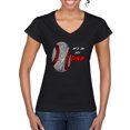 thumbnail image 1 of Wild Bobby, Baseball Fingerprint It's In My DNA, Sports, Women Standard V-Neck Tee, Black, Small, 1 of 5