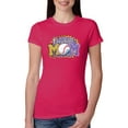 thumbnail image 1 of Wild Bobby, Baseball Mom Cheetah Glitter Sports Womens Slim Fit Junior Tee, Raspberry, Small, 1 of 5