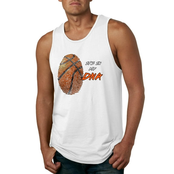 Wild Bobby, Basketball Fingerprint It's In My DNA, Sports, Men Graphic Tank Top, White, XX-Large