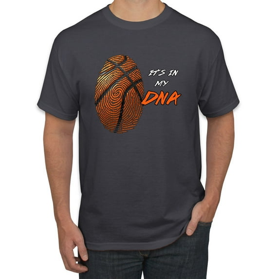 Wild Bobby, Basketball Fingerprint It's In My DNA, Sports, Men Graphic Tee, Charcoal, Medium