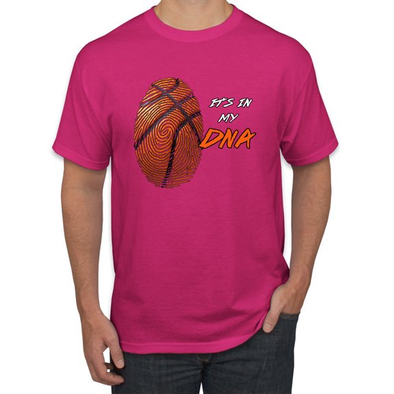 Wild Bobby, Basketball Fingerprint It's In My DNA, Sports, Men Graphic Tee, Fuschia, Medium