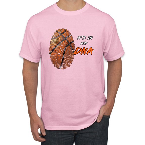 Wild Bobby, Basketball Fingerprint It's In My DNA, Sports, Men Graphic Tee, Light Pink, Small
