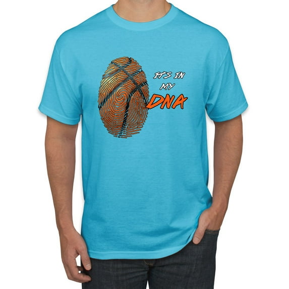 Wild Bobby, Basketball Fingerprint It's In My DNA, Sports, Men Graphic Tee, Light Turquoise, 4X-Large