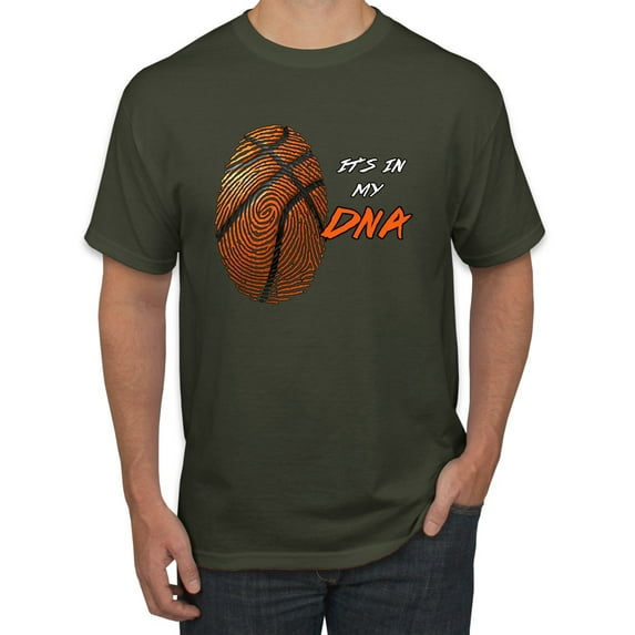 Wild Bobby, Basketball Fingerprint It's In My DNA, Sports, Men Graphic Tee, Military Green, 3X-Large