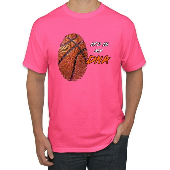 Wild Bobby, Basketball Fingerprint It's In My DNA, Sports, Men Graphic Tee, Neon Pink, X-Large