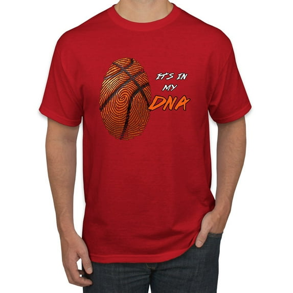 Wild Bobby, Basketball Fingerprint It's In My DNA, Sports, Men Graphic Tee, Red, Medium