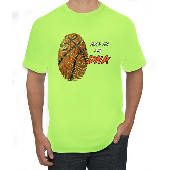 Wild Bobby, Basketball Fingerprint It's In My DNA, Sports, Men Graphic Tee, Safety Green, Large
