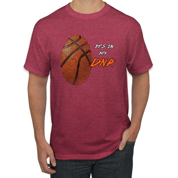 Wild Bobby, Basketball Fingerprint It's In My DNA, Sports, Men Graphic Tee, Vintage Heather Red, XX-Large