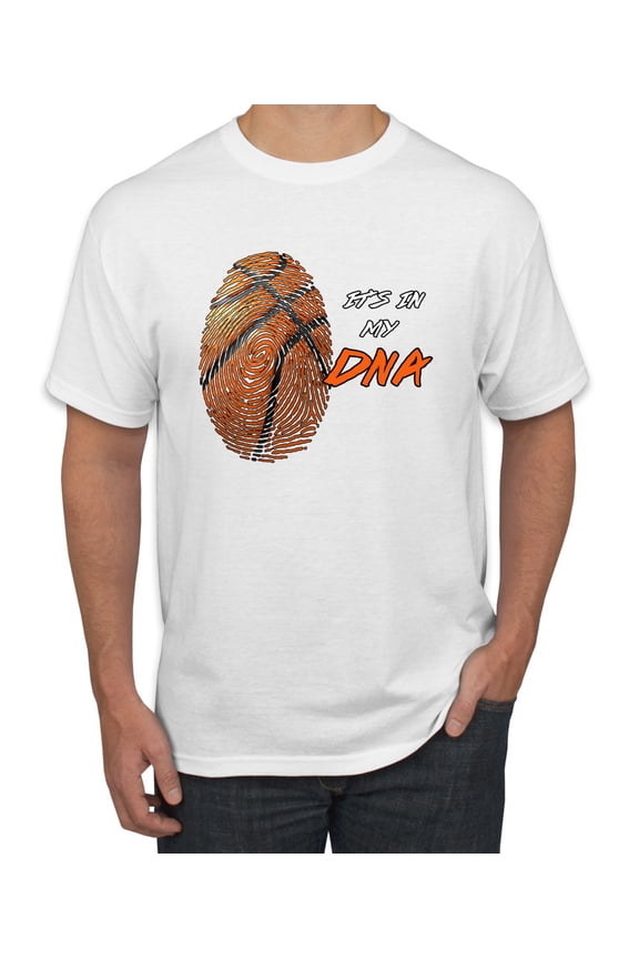 , Basketball Fingerprint It's In My DNA, Sports, Men Graphic Tee, White, Small
