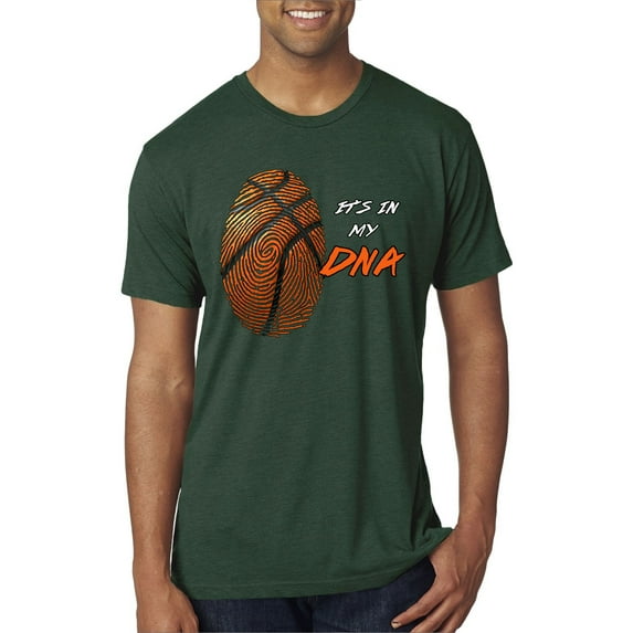 Wild Bobby, Basketball Fingerprint It's In My DNA, Sports, Men Premium Tri Blend Tee, Forest Green, Medium