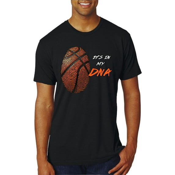 Wild Bobby, Basketball Fingerprint It's In My DNA, Sports, Men Premium Tri Blend Tee, True Black, XX-Large