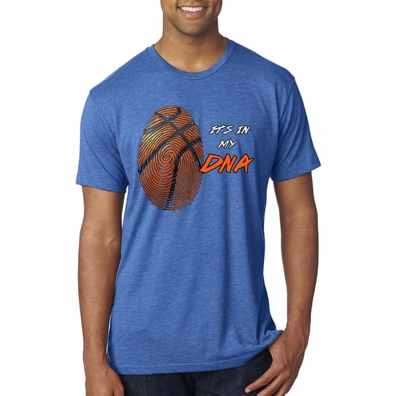 Wild Bobby, Basketball Fingerprint It's In My DNA, Sports, Men Premium Tri Blend Tee, Vintage Royal, Medium