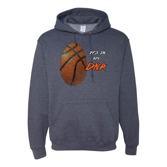 Wild Bobby, Basketball Fingerprint It's In My DNA, Sports, Unisex Graphic Hoodie Sweatshirt, Vintage Heather Navy, 3X-Large