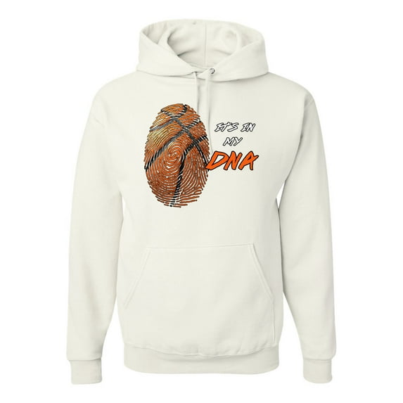Wild Bobby, Basketball Fingerprint It's In My DNA, Sports, Unisex Graphic Hoodie Sweatshirt, White, Large
