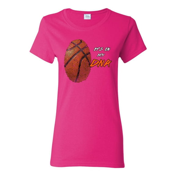 Wild Bobby, Basketball Fingerprint It's In My DNA, Sports, Women Graphic Tee, Fuschia, Medium