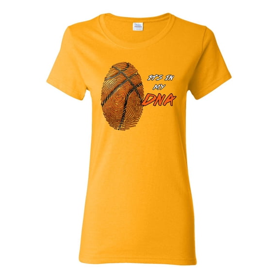 Wild Bobby, Basketball Fingerprint It's In My DNA, Sports, Women Graphic Tee, Gold, 3X-Large