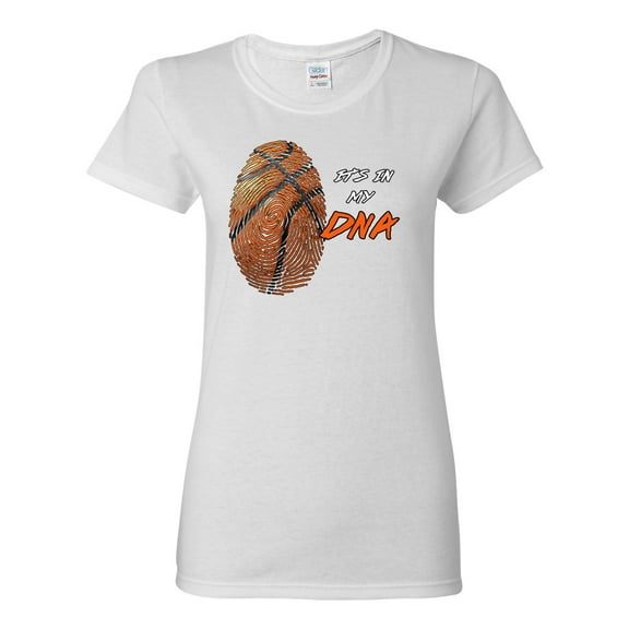 Wild Bobby, Basketball Fingerprint It's In My DNA, Sports, Women Graphic Tee, White, X-Large