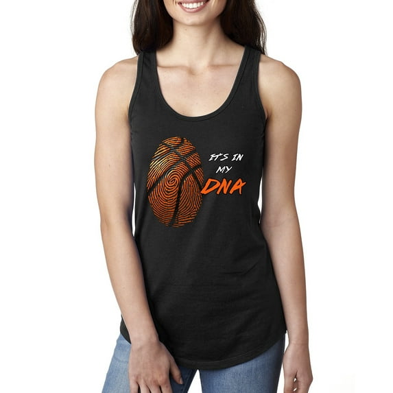 Wild Bobby, Basketball Fingerprint It's In My DNA, Sports, Women Racerback Tank Top, Black, Small