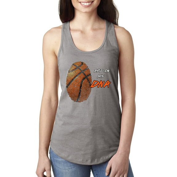 Wild Bobby, Basketball Fingerprint It's In My DNA, Sports, Women Racerback Tank Top, Heather Grey, X-Large