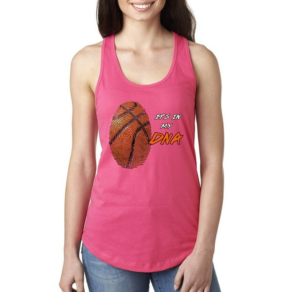 Wild Bobby, Basketball Fingerprint It's In My DNA, Sports, Women Racerback Tank Top, Hot Pink, Small
