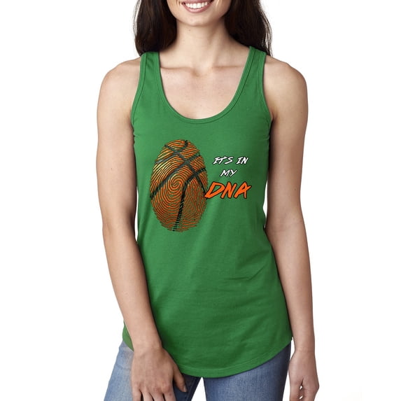 Wild Bobby, Basketball Fingerprint It's In My DNA, Sports, Women Racerback Tank Top, Kelly, Medium