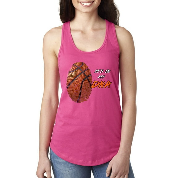 Wild Bobby, Basketball Fingerprint It's In My DNA, Sports, Women Racerback Tank Top, Raspberry, X-Large