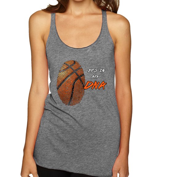 Wild Bobby, Basketball Fingerprint It's In My DNA, Sports, Women Tri-Blend Racerback Tank Top, Premium Heather, Medium