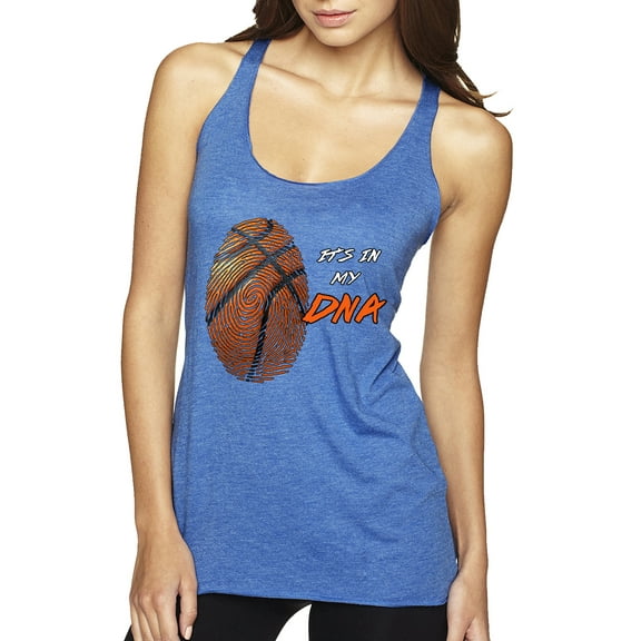 Wild Bobby, Basketball Fingerprint It's In My DNA, Sports, Women Tri-Blend Racerback Tank Top, Vintage Royal, Small