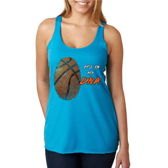 Wild Bobby, Basketball Fingerprint It's In My DNA, Sports, Women Tri-Blend Racerback Tank Top, Vintage Turquoise, Medium