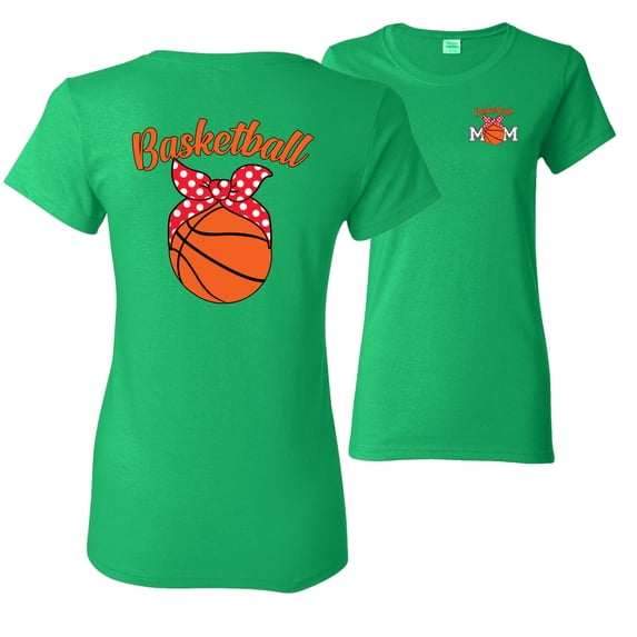 Wild Bobby,Basketball Mom Cute Sports Little Youth League Gift Sports Front and Back Womens Graphic T-Shirt, Kelly, 2XL