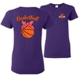 thumbnail image 1 of Wild Bobby,Basketball Mom Cute Sports Little Youth League Gift Sports Front and Back Womens Graphic T-Shirt, Purple, 3XL, 1 of 2