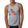 thumbnail image 1 of Wild Bobby, Be A Kind Human Positive Inspirational Slogan Inspirational/Christian Men Graphic Tank Top, Heather Grey, Large, 1 of 6