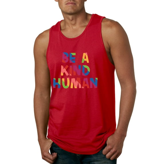 Wild Bobby, Be A Kind Human Positive Inspirational Slogan Inspirational/Christian Men Graphic Tank Top, Red, 3X-Large